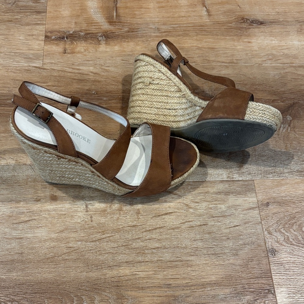 Audrey Brooke Brown Espadrille Wedge Heels